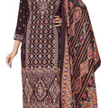 DRAVINAM Trends Women's Printed Woolen Pashmina Unstitch Salwar Suit Dress Material with Printed Woolen Warm Shawl Dupatta