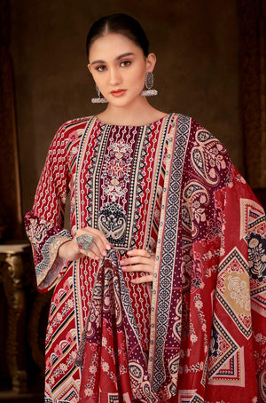 DRAVINAM Trends Women's Unstitched Salwar Suit Dress Material - Cotton Digital Printed Organza Embroidered Kameez II Unstitch Bottoms II Cotton Dupatta