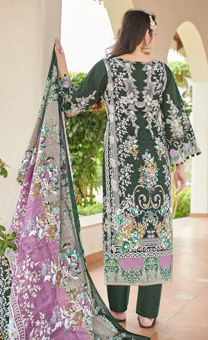 DRAVINAM Trends Unstitched Suit Material Karachi Lawn Cotton Pakistani Digital Printed Embroidered Kameez with Unstitched Bottoms and Cotton Dupatta