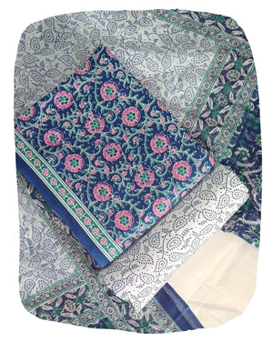 DRAVINAM Trends Jaipuri Print Cambric Cotton Unstitched Salwar Suit Dress Material for Women with Mulmul Cotton Dupatta