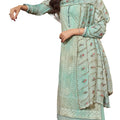 DRAVINAM Trends women’s real georgette digital printed sequence embroidered unstitched salwar Suit Dress Material with pure georgette sequence embroidered dupatta (sea green)