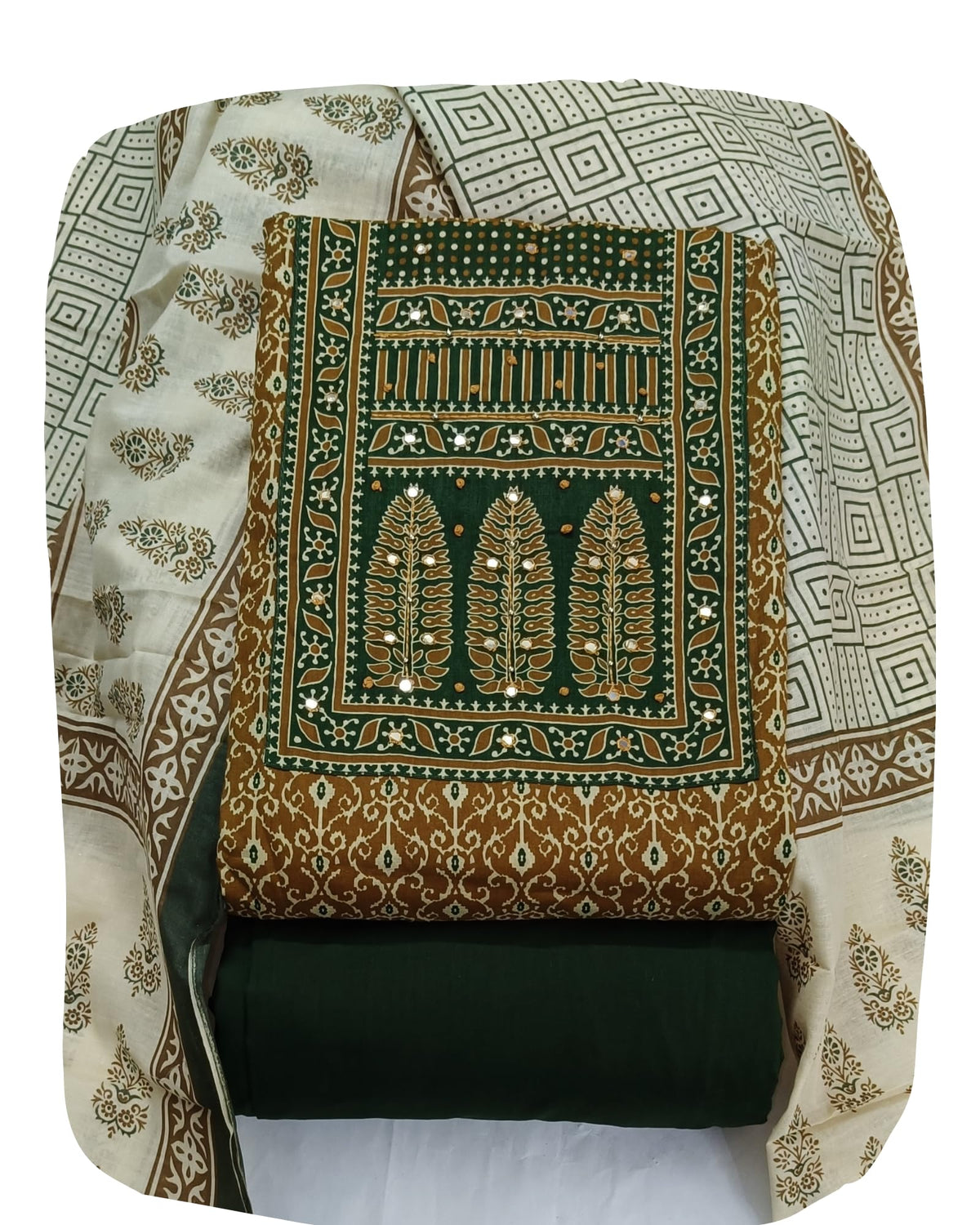 DRAVINAM Trends Women's Ethnic Pure Cotton Jaipuri Printed Unstitched Salwar Suit Dress Material with Dupatta