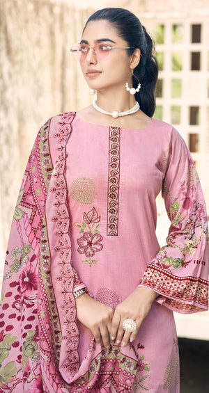 DRAVINAM Trends Women's Unstitched Salwar Suit Dress Material - Cotton Digital Printed Organza Embroidered Kameez II Unstitch Bottoms II Cotton Dupatta