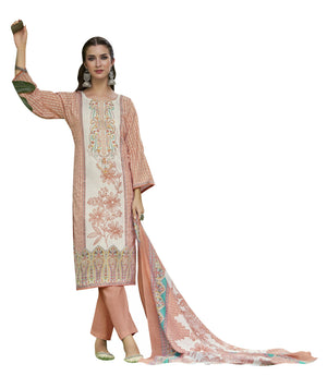 DRAVINAM Trends Kurti 2.50 mtrs, Pure Cotton Salwar (3 mtrs apx), Pure Cotton Mal Mal Print (2.30|Light Brown 1
