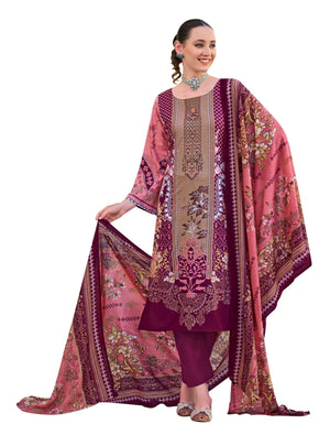 DRAVINAM Trends Women's Unstitched Salwar Suit Dress Material - Cotton Digital Printed Organza Embroidered Kameez II Unstitch Bottoms II Cotton Dupatta