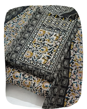 DRAVINAM Trends Women's Cambric Cotton Dress Material | Unstitch Kalamkari Printed Suit Set with Cotton Dupatta