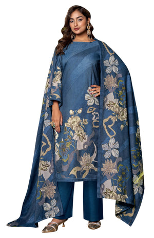 DRAVINAM Trends Women's winter wear unstitched hand work Woollen Pashmina Suit Dress Material with Pashmina Printed Shawl Dupatta