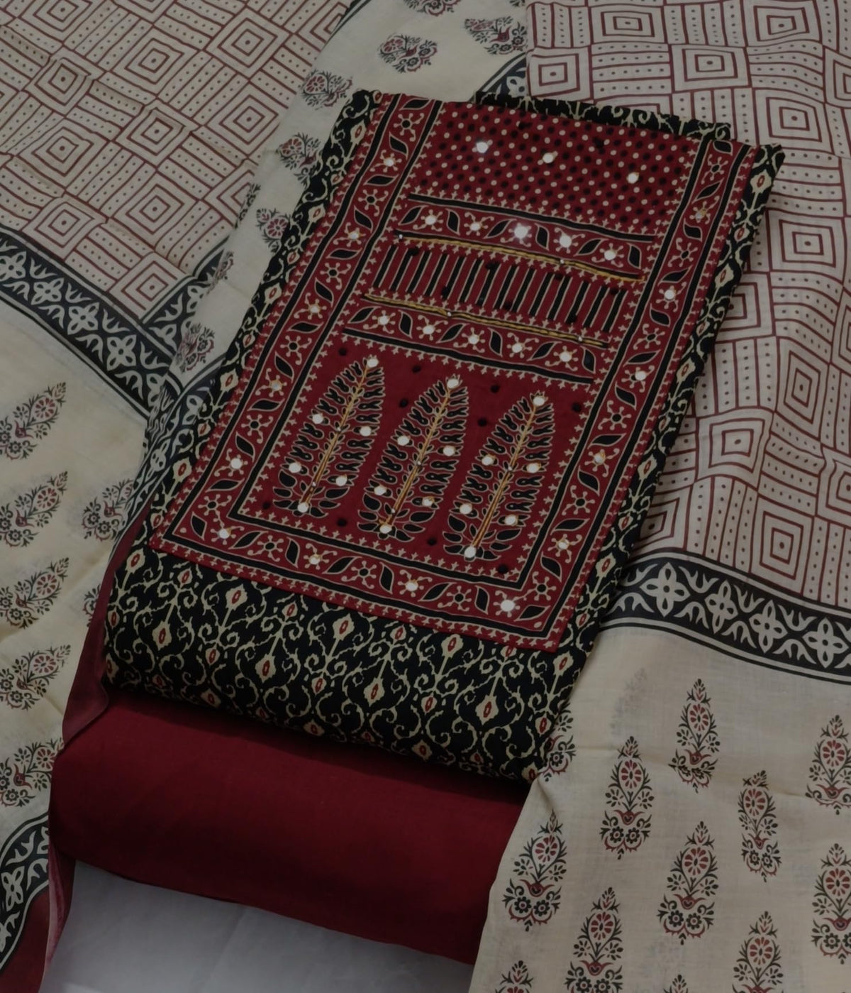DRAVINAM Trends Women's Ethnic Pure Cotton Jaipuri Printed Unstitched Salwar Suit Dress Material with Dupatta