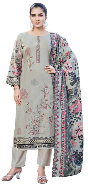 DRAVINAM Trends Women's Unstitched Salwar Suit Dress Material - Cotton Digital Printed Organza Embroidered Kameez II Unstitch Bottoms II Cotton Dupatta