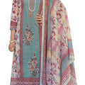 DRAVINAM Trends Women's Unstitched Pure Cotton Embroidered Printed Suit Material with Dupatta