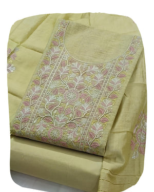 DRAVINAM Trends Embroidered Premium Cotton Unstitched Suit Dress Material for Women with Soft Silk Embroidered Dupatta