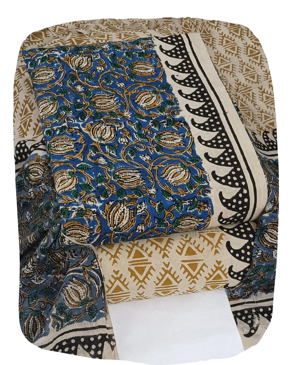 DRAVINAM Trends Women's Jaipuri Pure Cotton Handmade Floral Block Bagh Print Unstitched Dress Material Set with Dupatta (Top, Bottom, and Dupatta Fabric)