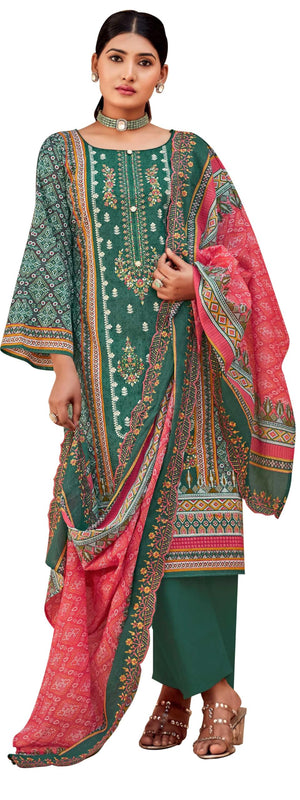 DRAVINAM Trends Women's Unstitched Salwar Suit Dress Material - Cotton Digital Printed Organza Embroidered Kameez II Unstitch Bottoms II Cotton Dupatta
