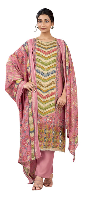 DRAVINAM Trends Women’s Ethnic Suit (Stitched, 3-Piece Set)– Heavy Viscose Rayon Designer Kurta with Heavy Handwork (2.5 m), Cotton Mal Mal Printed Dupatta (2.3 m), Bottom (3 m) (GOLDENROD, XL)