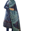 DRAVINAM Trends Women's Unstitched Digital Bandhani Printed Embroidered Pure Cotton Salwar Suits For Women with Nazneen Chiffon Chunni/Dupatta (Free Size_Blue)