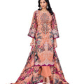 DRAVINAM Trends Kurti 2.50 mtrs, PURE COTTON DYED (2.7 m),PURE LAWN MULMUL DIGITAL PRINT VOIL DUP (2.25|Light Orange