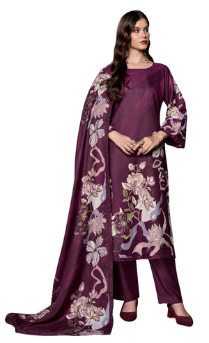 DRAVINAM Trends Women's winter wear unstitched hand work Woollen Pashmina Suit Dress Material with Pashmina Printed Shawl Dupatta