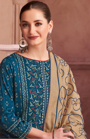 DRAVINAM Trends Women's Unstitched Rayon Salwar Suit Dress Material – Viscose Rayon Printed Hand work Top, Rayon Unstitch Bottom and Embroidered Cotton Dupatta
