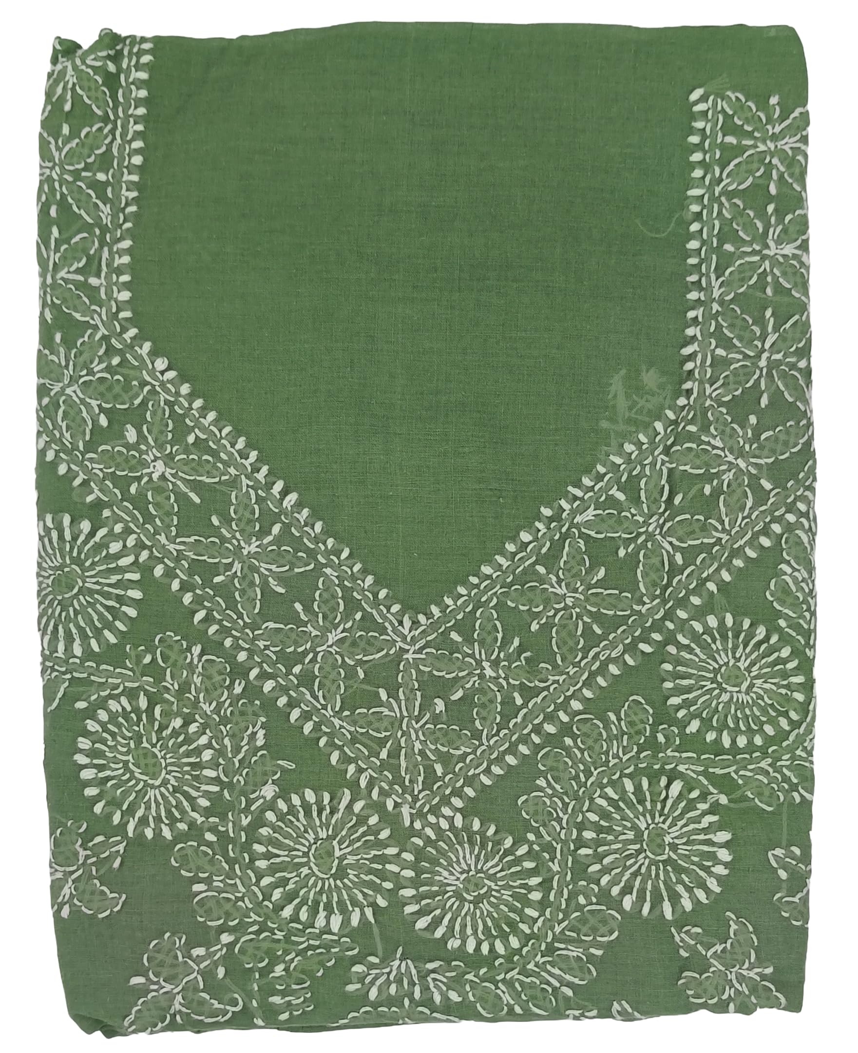 DRAVINAM Trends Women’s Cotton Unstitched Chikankari Suit Set with Dupatta & Bottom | Hand-Embroidered Lucknowi Dress Material | Premium Ethnic Wear for Women | Free Size (3-Piece)
