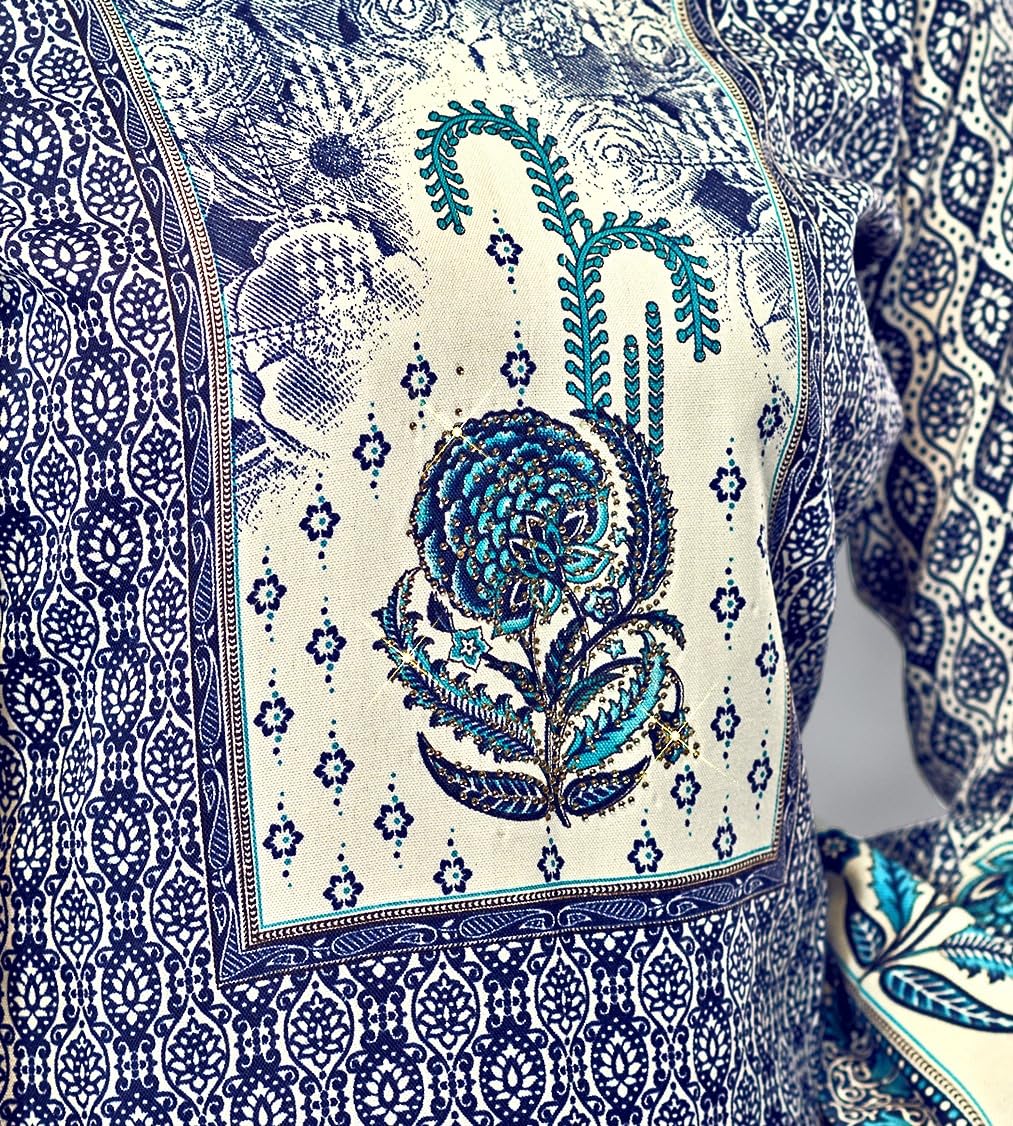DRAVINAM Trends Pashmina Spun Digital Style Printed Unstitched Salwar Suit for Women with Siroski Work and Twill Printed Shawl Dupatta