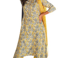 DRAVINAM Trends Women's Unstitched Digital Printed Pure Viscose Masline Embroidered Salwar Suit Dress Material with Bemberg Chiffon Digotal Printed Dupatta (Yellow)