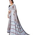 DRAVINAM Trends Women's Woven Pure Handloom Cotton Linen Printed Saree with Unstitched Blouse Piece (Grey)