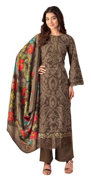 DRAVINAM Trends Unstitched Pakistani Embroidered Pure Cambric Cotton Salwar Suit Dress Materials with Mal Mal Cotton Printed Dupatta