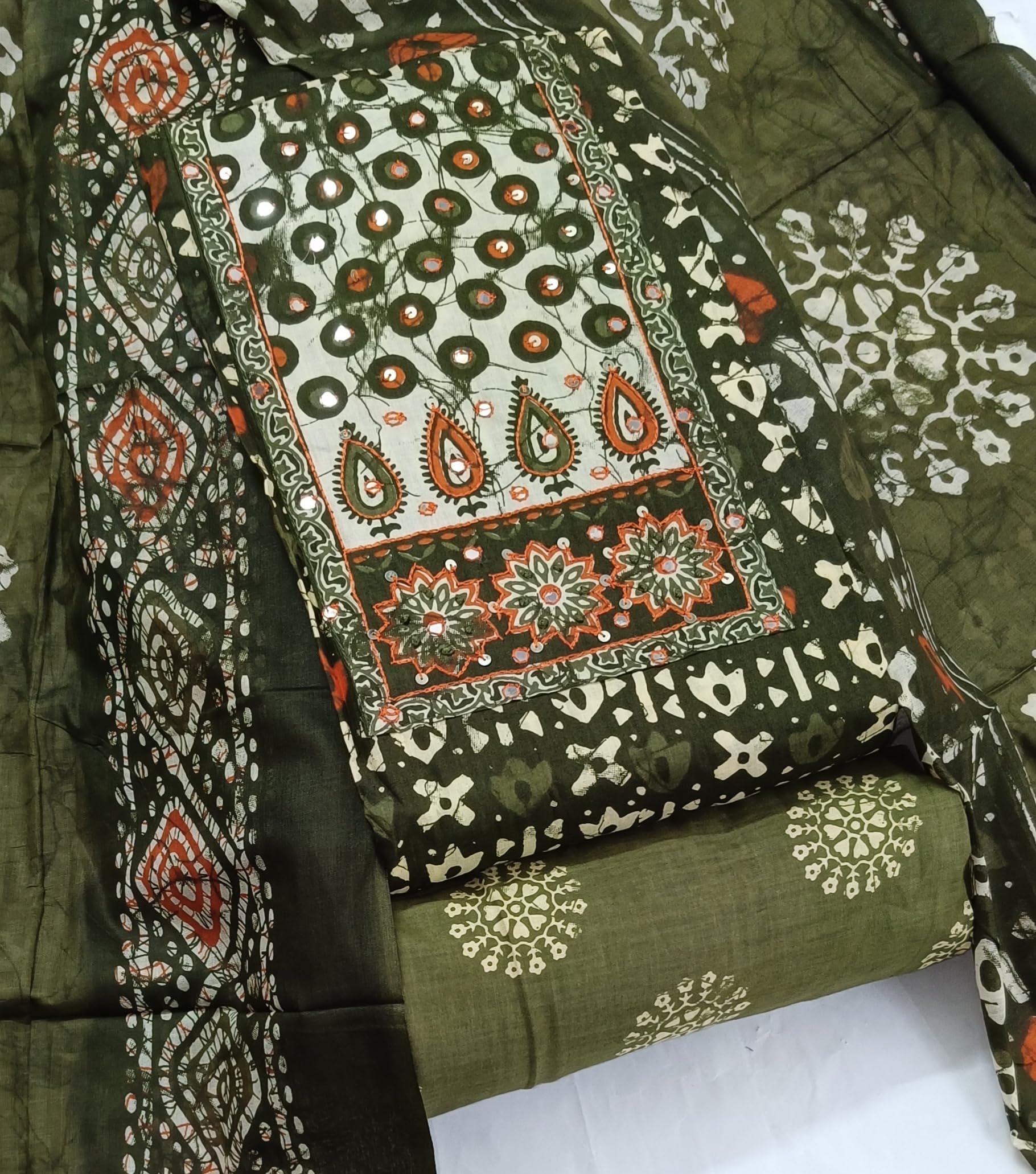 DRAVINAM Trends Women's Cambric Cotton Dress Material | Unstitch Printed Suit Set with Cotton Dupatta