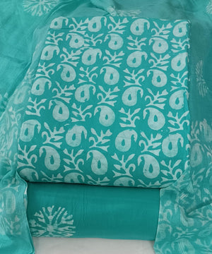 DRAVINAM Trends Unstitched Jaipuri Handmade Wax Batik Print Soft Cotton Dress Material with Dupatta