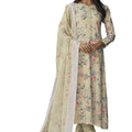 DRAVINAM Trends Women's Unstitched Digital Print Fancy Embroidered Pure Cambric Cotton Salwar Suit Dress Material with Digital Printed Pure Cotton Dupatta/Chunni (Beige)