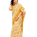 DRAVINAM Trends Women's Woven Kota Linen Printed Saree with Blouse Piece (Cream_SareeSRZ_8)