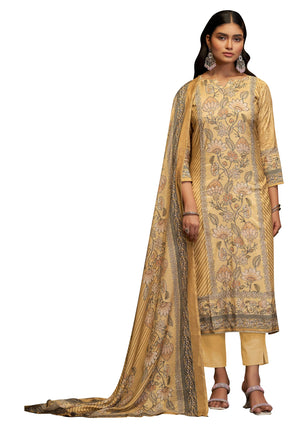 DRAVINAM Trends Women's Unstitched Maslin Salwar Suit Dress Material - Pure Bemberg Maslin Aari Work Kameez II Rayon Unstitch Bottoms II Viscose Maslin Digital Prints Dupatta