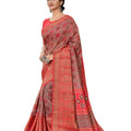 DRAVINAM Trends Women's Cotton Linen Jacquard Woven Broad Border Pattu Saree with Blouse Piece (Pattu SareeSRMN_41N_Pink Dark)
