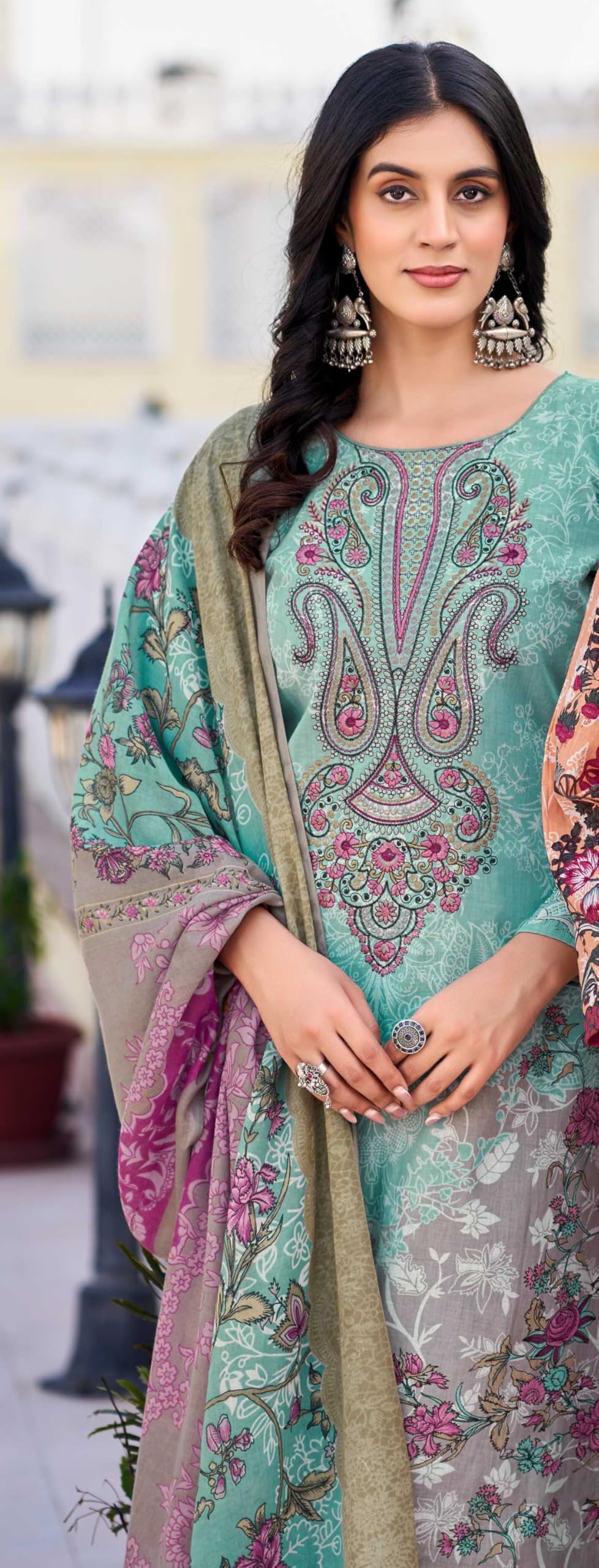 DRAVINAM Trends Kurti 2.50 mtrs, PURE COTTON DYED (2.7 m),PURE LAWN MULMUL DIGITAL PRINT VOIL DUP (2.25|Black