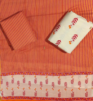 DRAVINAM Trends Jaipuri Print Cambric Cotton Unstitched Salwar Suit Dress Material for Women with Mulmul Cotton Dupatta