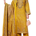 DRAVINAM Trends Women's Jam Cotton Unstitched Suit Dress Material - Pure Jam Satin Digital Print with Embroidery | Cotton Dyed Bottom | Viscose Lawn Cotton Dupatta