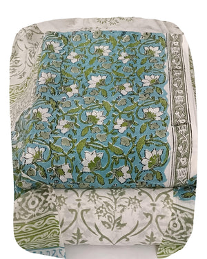 DRAVINAM Trends Hand Block Dabu Print Indigo Cambric Unstitched Cotton Suit Dress Material for Women with Mulmul Cotton Hand Printed Dupatta
