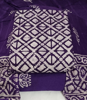 DRAVINAM Trends Unstitched Jaipuri Handmade Wax Batik Print Soft Cotton Dress Material with Dupatta