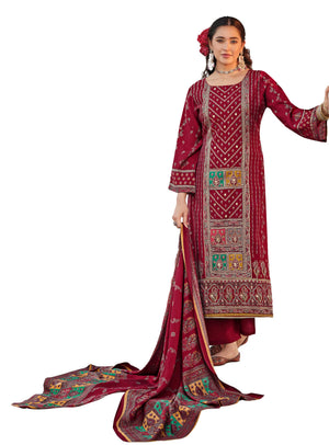 DRAVINAM Trends Women's Unstitched Viscose Maslin Digital and Foil printed Pakistani Embroidered Suit Dress Material with Unstitched Maslin Bottoms and Pure Maslin Dupatta