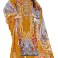 DRAVINAM Trends Unstitched Suit Material Karachi Lawn Cotton Pakistani Digital Printed Embroidered Kameez with Unstitched Bottoms and Cotton Dupatta