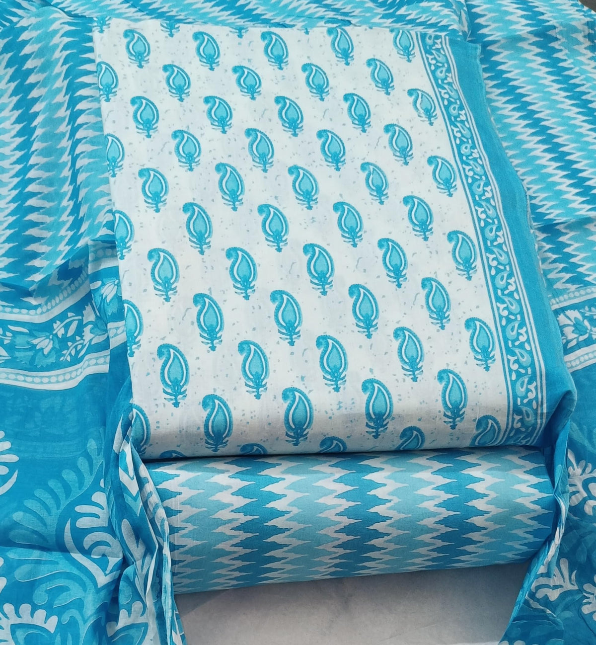 DRAVINAM Trends Jaipuri Print Cambric Cotton Unstitched Salwar Suit Dress Material for Women with Mulmul Cotton Dupatta
