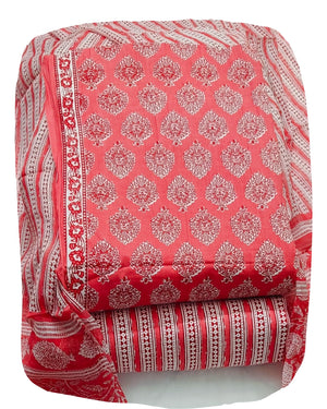 DRAVINAM Trends Jaipuri Printed Pure Cambric Unstitched Cotton Suit Dress Material with Chiffon Printed Dupatta