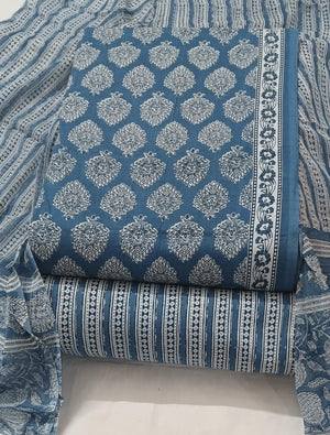 DRAVINAM Trends Jaipuri Printed Pure Cambric Unstitched Cotton Suit Dress Material with Chiffon Printed Dupatta