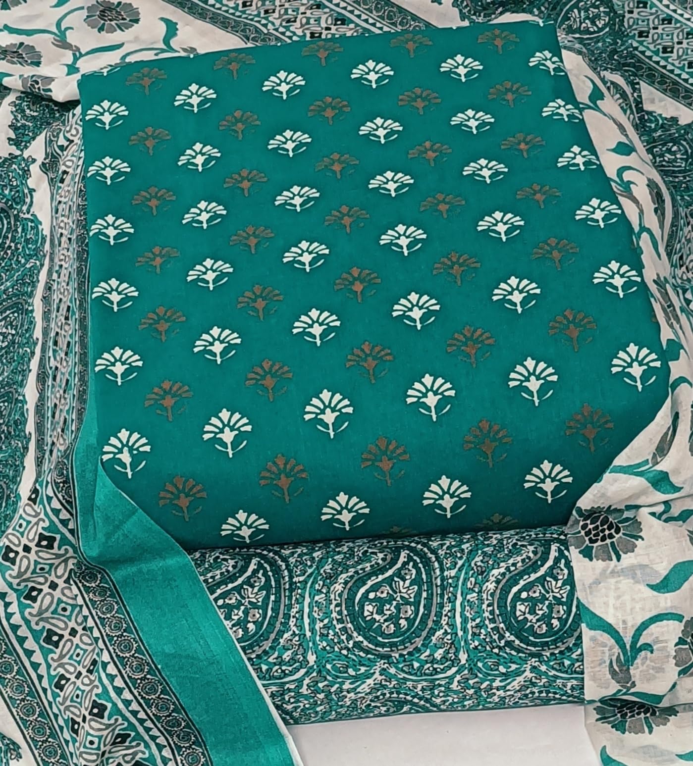 DRAVINAM Trends Women's Ethnic Pure Cotton Jaipuri Printed Unstitched Salwar Suit Dress Material with Dupatta