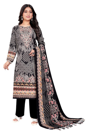 DRAVINAM Trends Women's Winter Wear Pakistani Printed Pashmina Unstitch Salwar Suit Dress Material with Pashmina Printed Shawl Dupatta