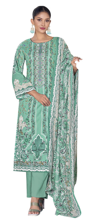DRAVINAM Trends Women's Unstitched Premium Cambric Cotton Embroidered Suit Material