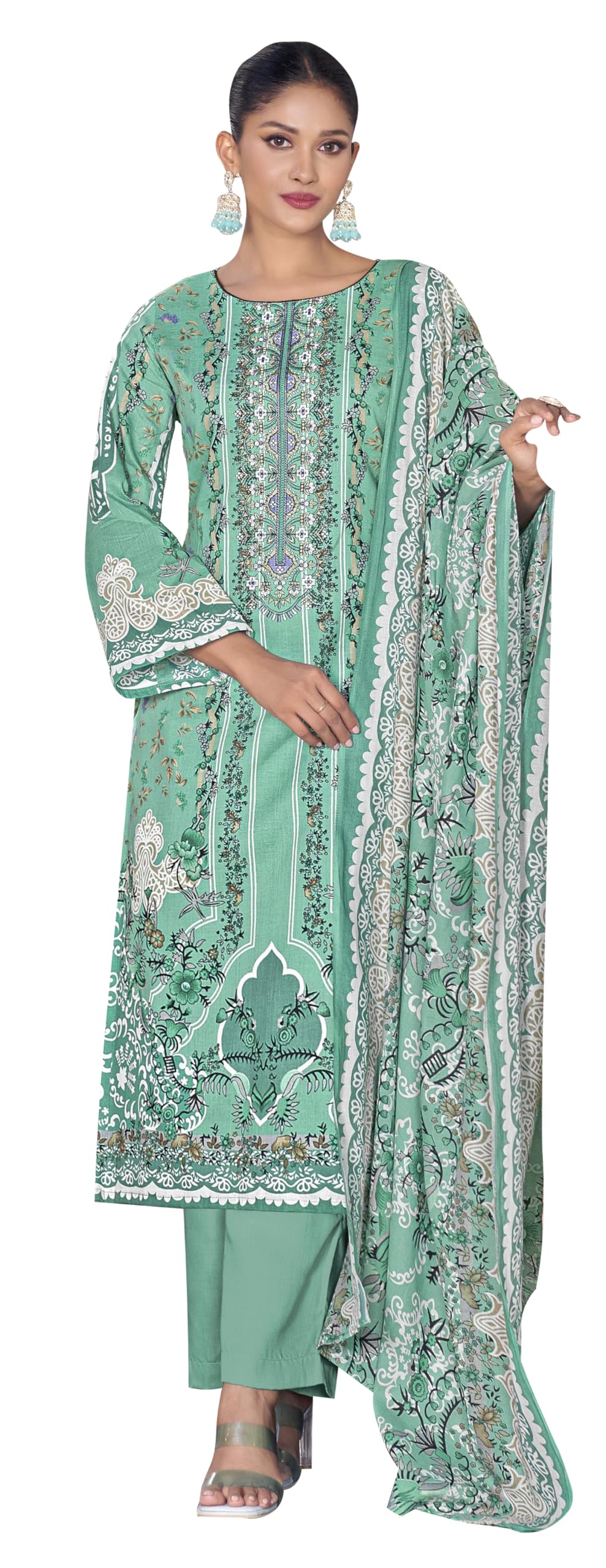 DRAVINAM Trends Women's Unstitched Premium Cambric Cotton Embroidered Suit Material