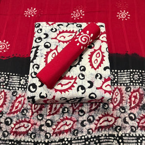 DRAVINAM Trends Unstitched Jaipuri Handmade Multicolour Wax Batik Print Soft Cotton Dress Material with Dupatta