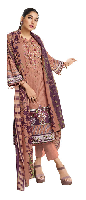DRAVINAM Trends Women Unstitched Pakistani Print Embroidered Cotton Salwar Suit Dress Materials with Dupatta, Free Size