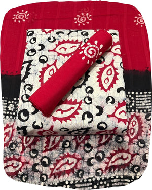 DRAVINAM Trends Unstitched Jaipuri Handmade Multicolour Wax Batik Print Soft Cotton Dress Material with Dupatta